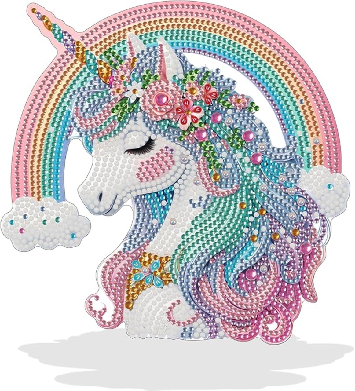 5D Unicorn Diamond Painting Ornaments Kit - Special Shaped Rhinestone Statue for Desktop - Rainbow Diamond Art Figurine Sculpture - DIY Crystal Craft Kit for Adults, Kids & Beginners